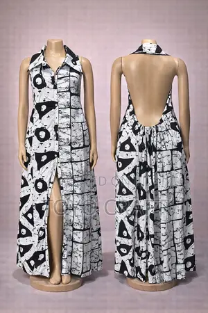 Vibrant Backless Button Down Gown