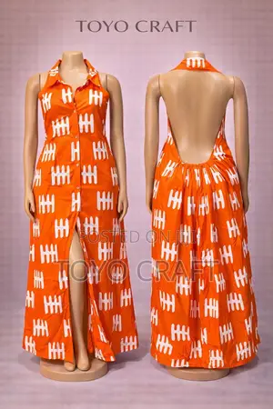 Vibrant Backless Button Down Gown