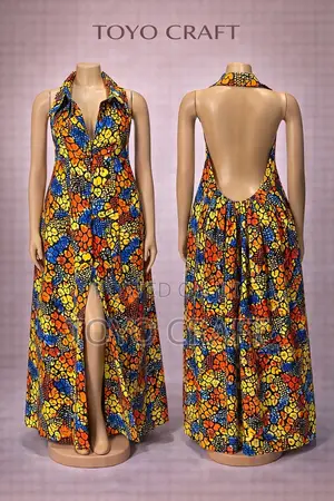 Vibrant Backless Button Down Gown