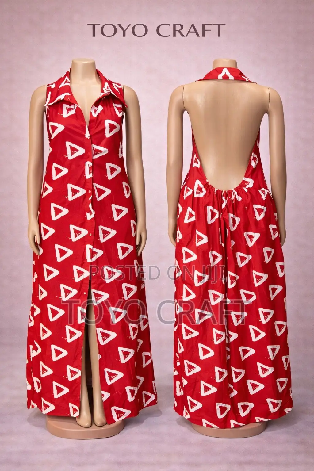 Vibrant Backless Button Down Gown