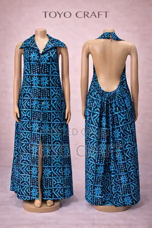 Vibrant Backless Button Down Gown