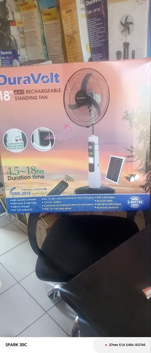 Duravot Rechargable Fan With Solar Panel 18 Inches