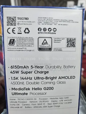 New Tecno Camon 50 256 GB Silver