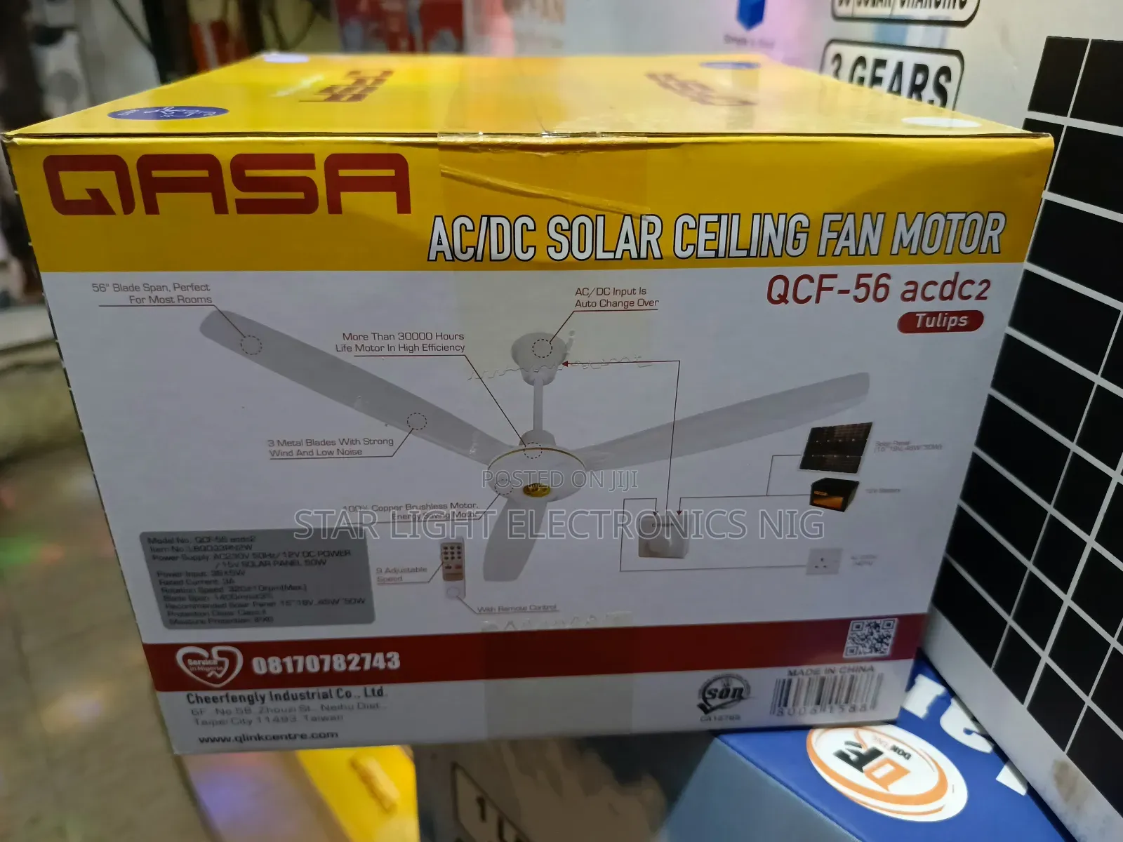 White Qasa Ceiling Fan Ac/Dc