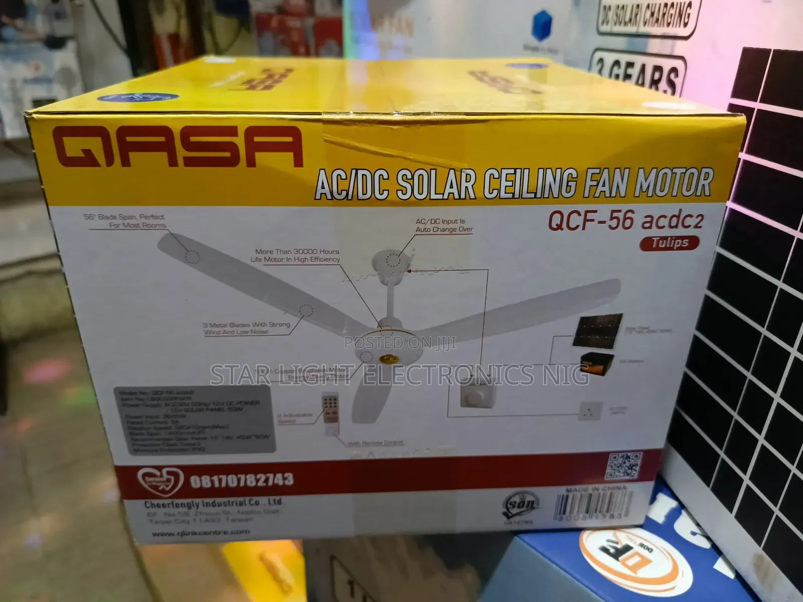 White Qasa Ceiling Fan Ac/Dc