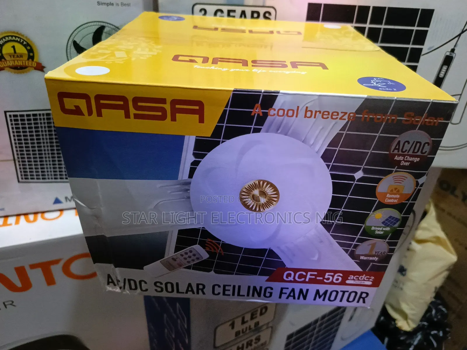 White Qasa Ceiling Fan Ac/Dc