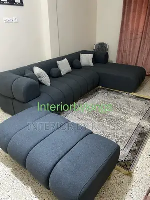 L-Shaped Custom Made Sofa+ Ottoman Can Be Made in Colors Of