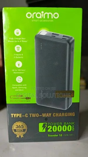 Original Oraimo 20,000mah Power Bank. For Android, Samsung, iPhones.