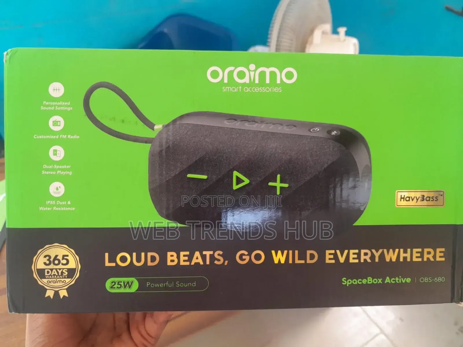 Oraimo 25w Spacebox Active (Obs-680) Extra Bass Bluetooth Speaker + Fm