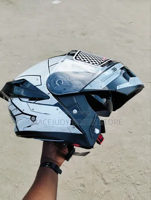 Dot Black and White Bikers Helmet