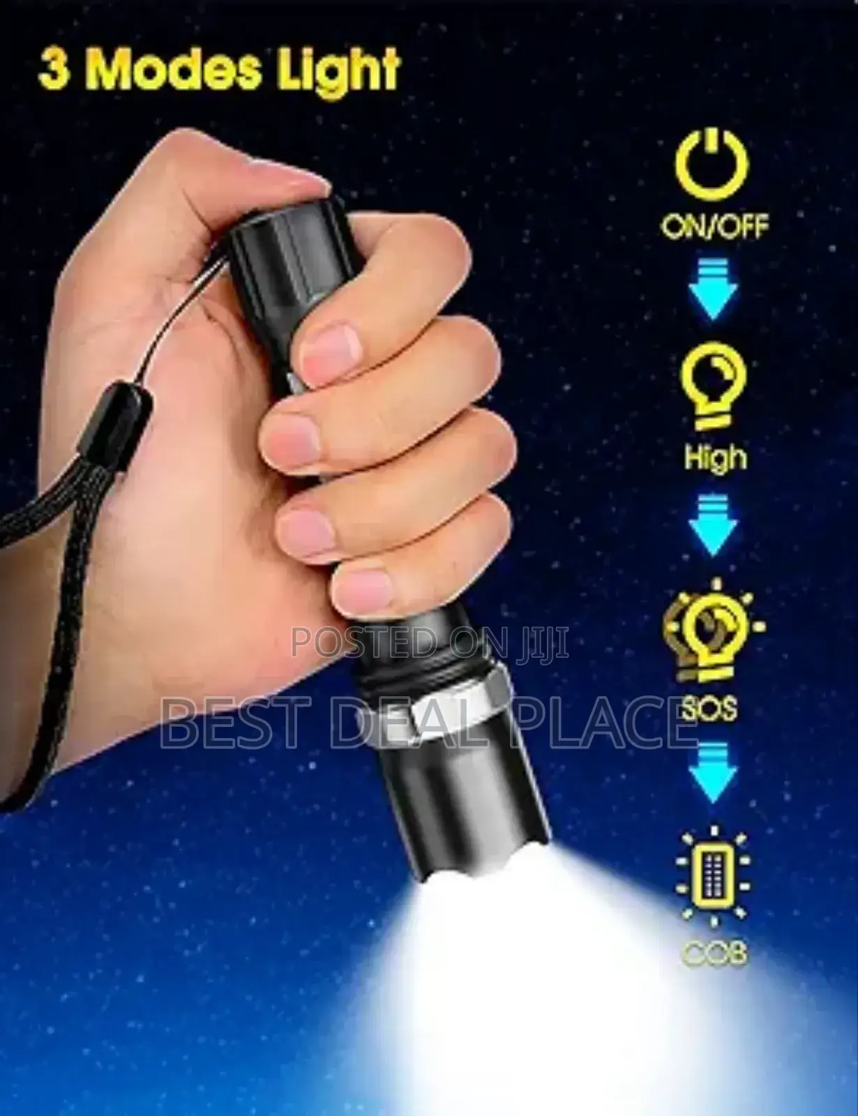 Led Flashlight Waterproof 3 Modes Rechargeable Led Torch Flashlight