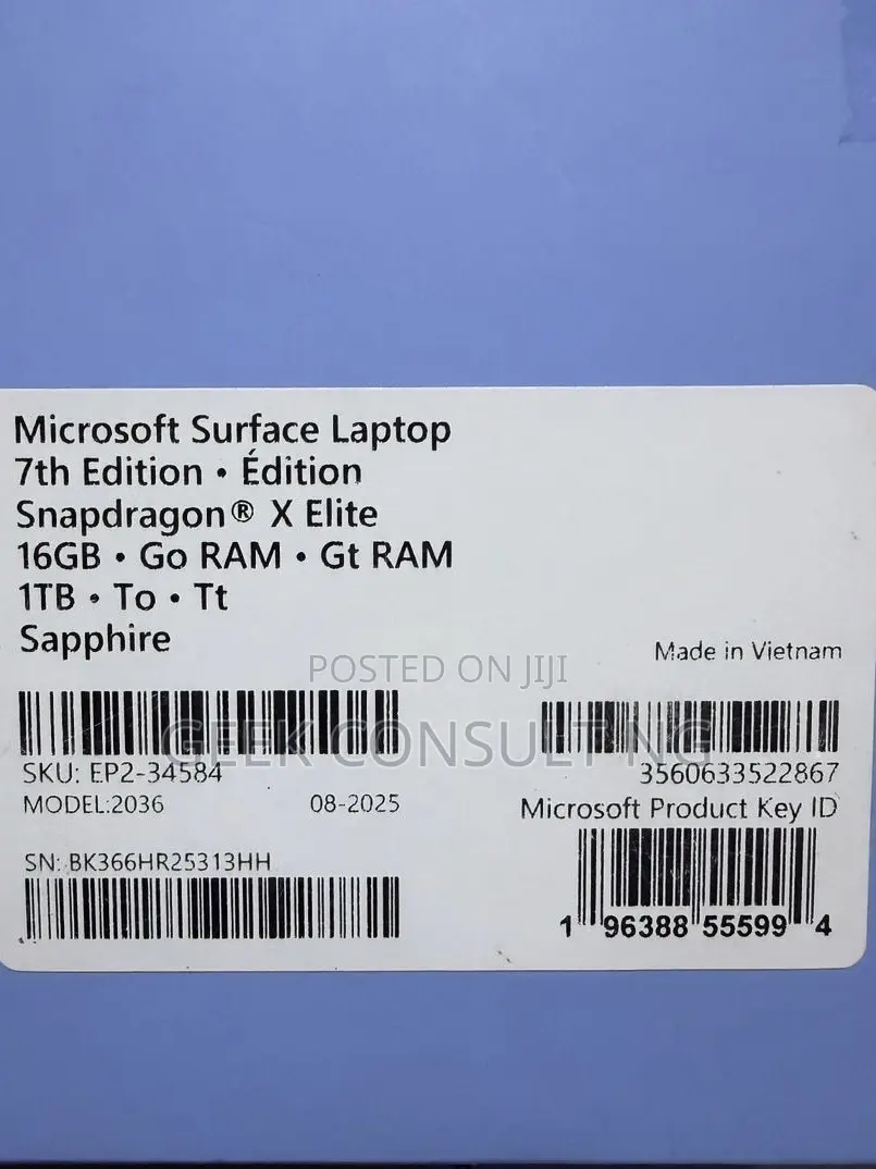 Microsoft Surface Laptop 7 16GB Qualcomm Snapdragon X Elite SSD 1T