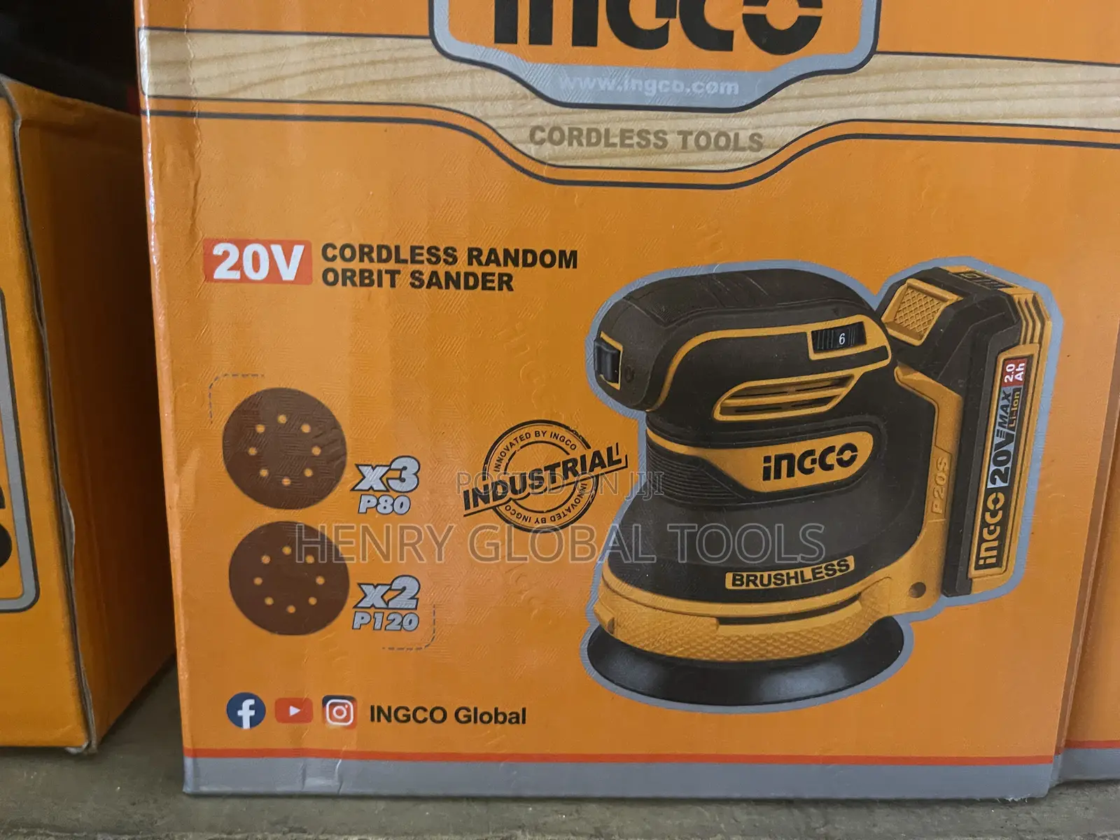 20v Ingco Battery Rotary Sander Machine