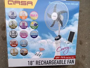 Qasa 18" 3in1 Rechargeable Solar Fan