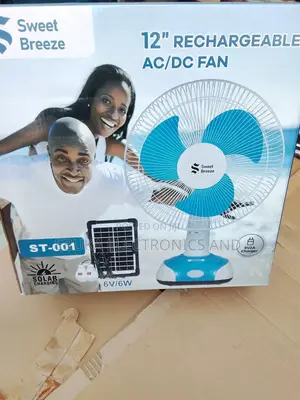 12 Inches Rechargeable Table Fan With Solar Panels and 2 Bulbs Inside