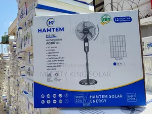 Hamtem Solar Standing Fan With Bulb and Panel