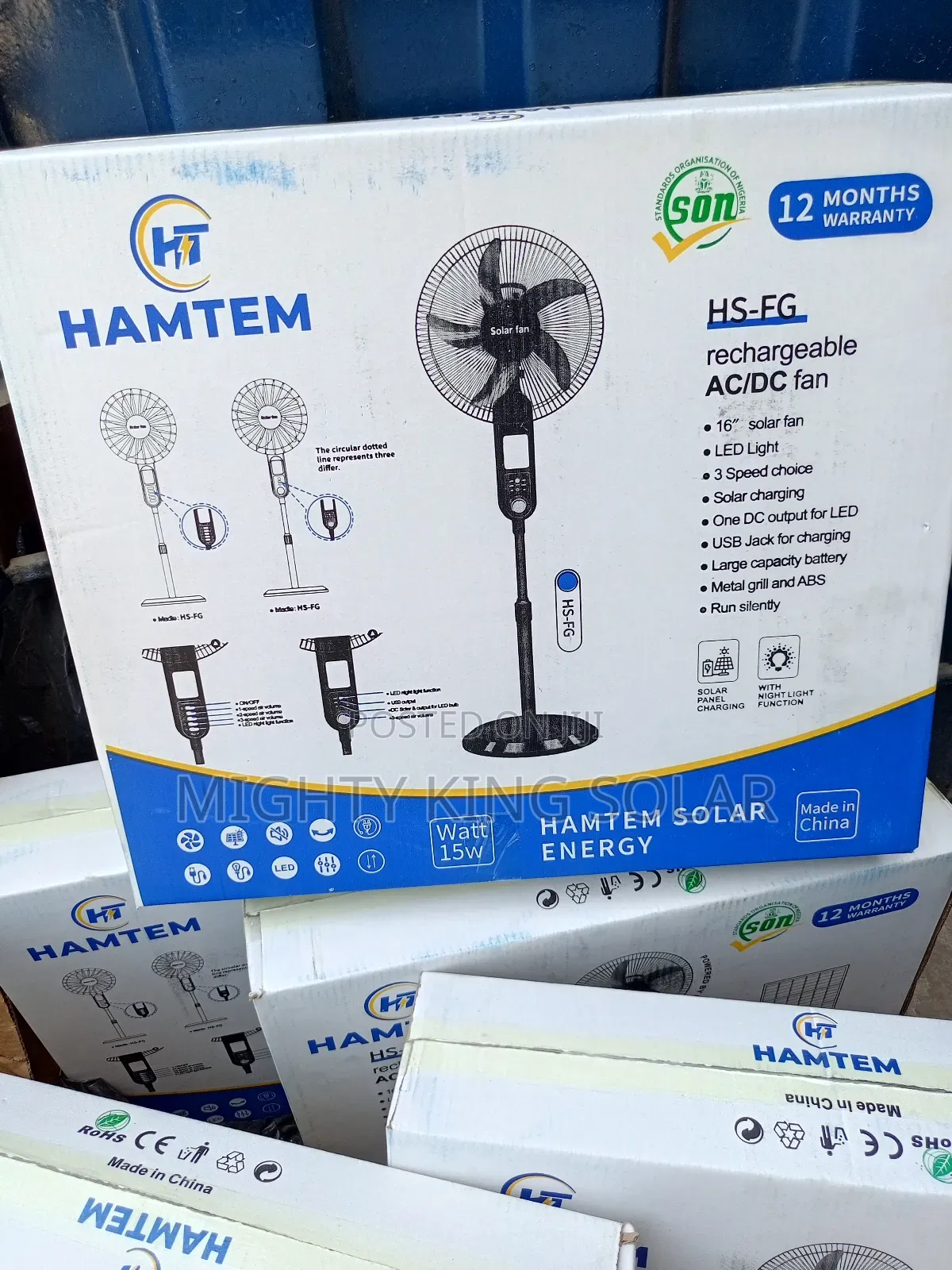 Hamtem Solar Standing Fan With Bulb and Panel