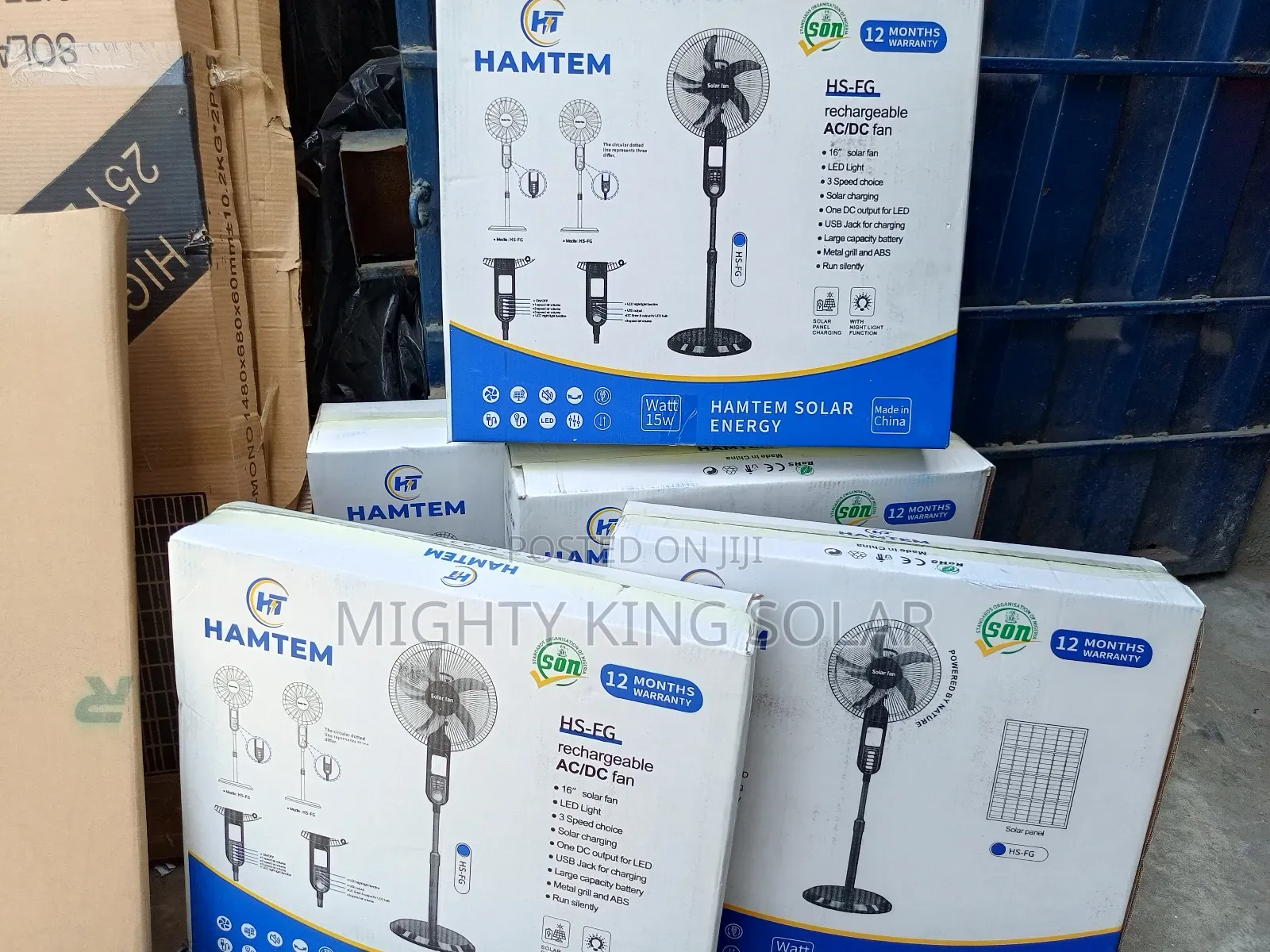 Hamtem Solar Standing Fan With Bulb and Panel