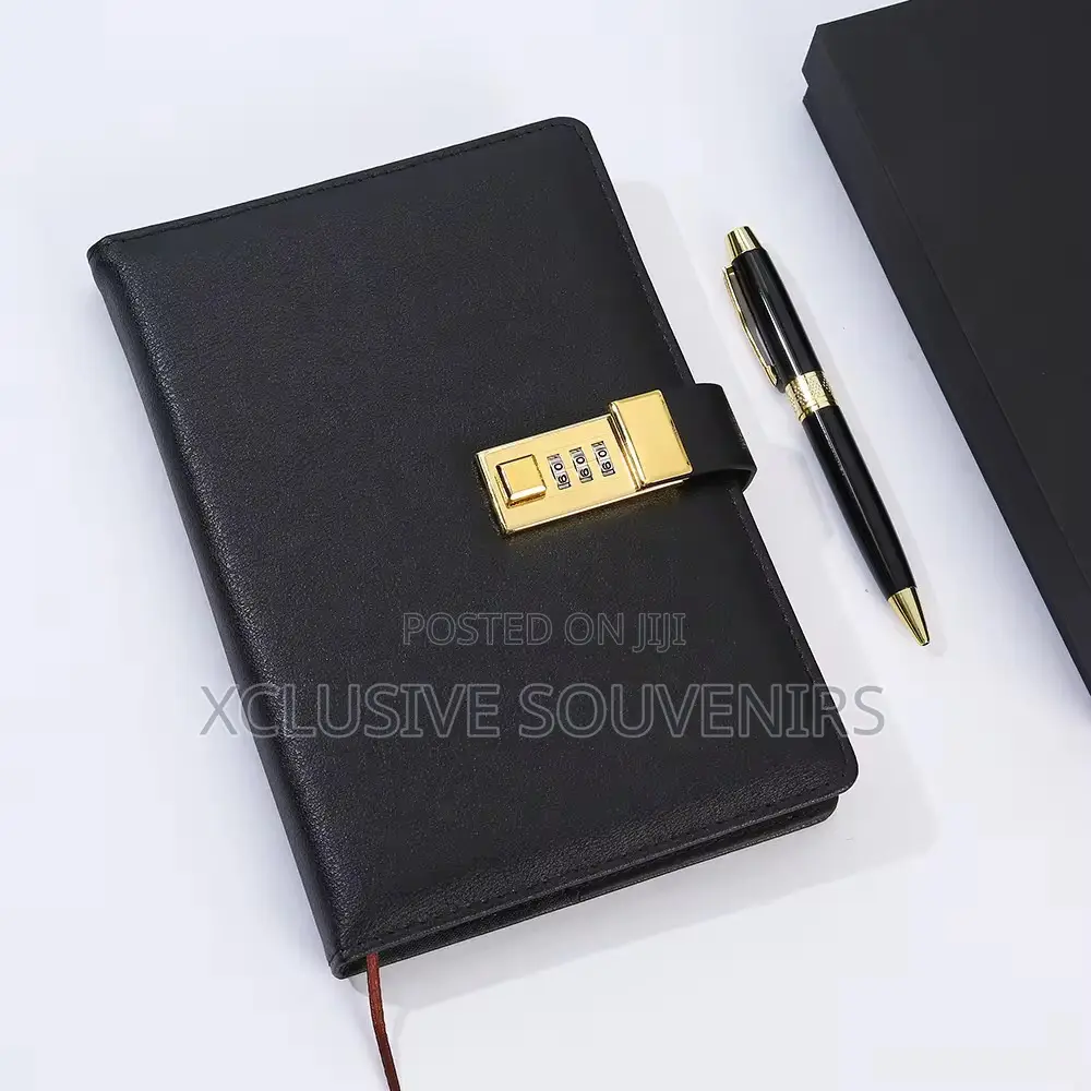 Personalized A5 Pin Lockable Pu Leather Vintage Journal and Pen Set