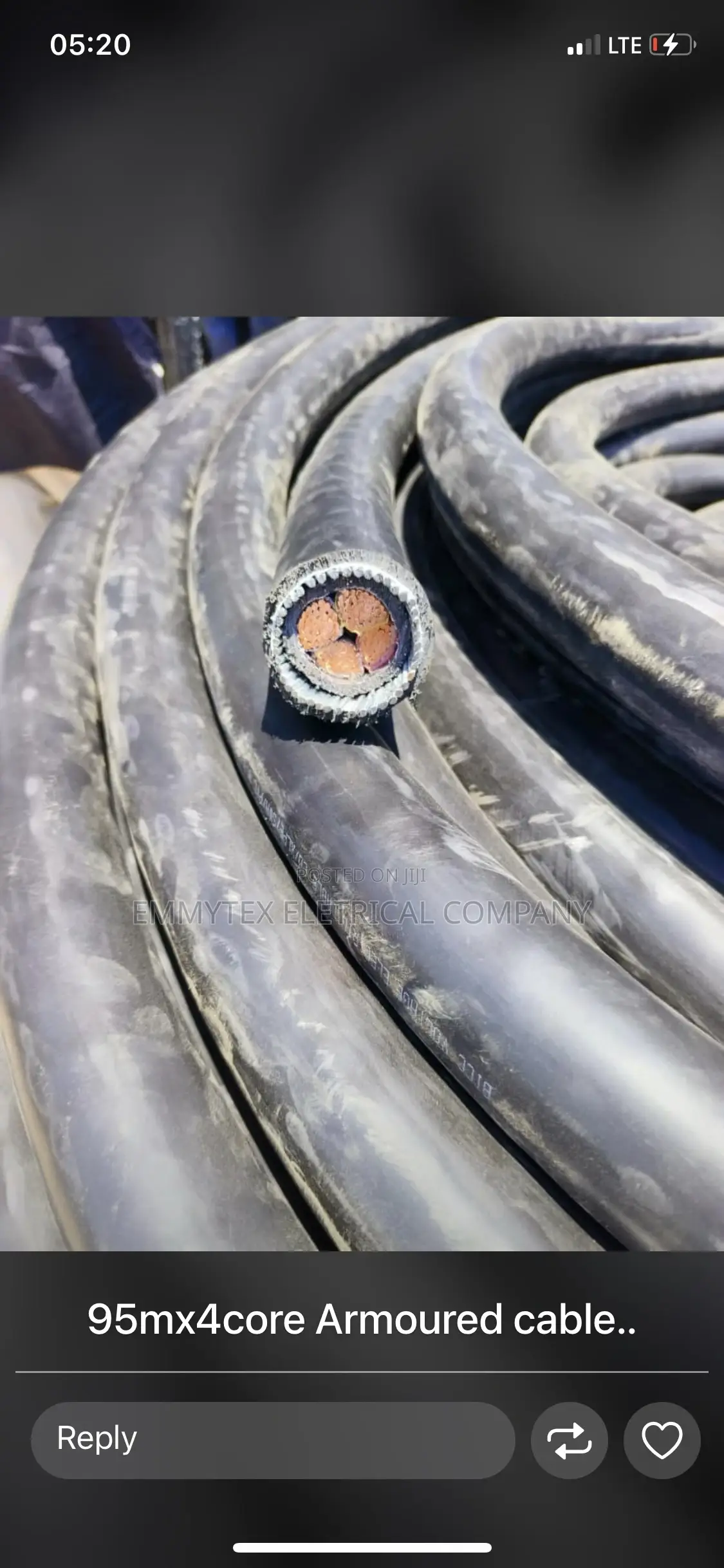 95mmx4core Armoured Cable