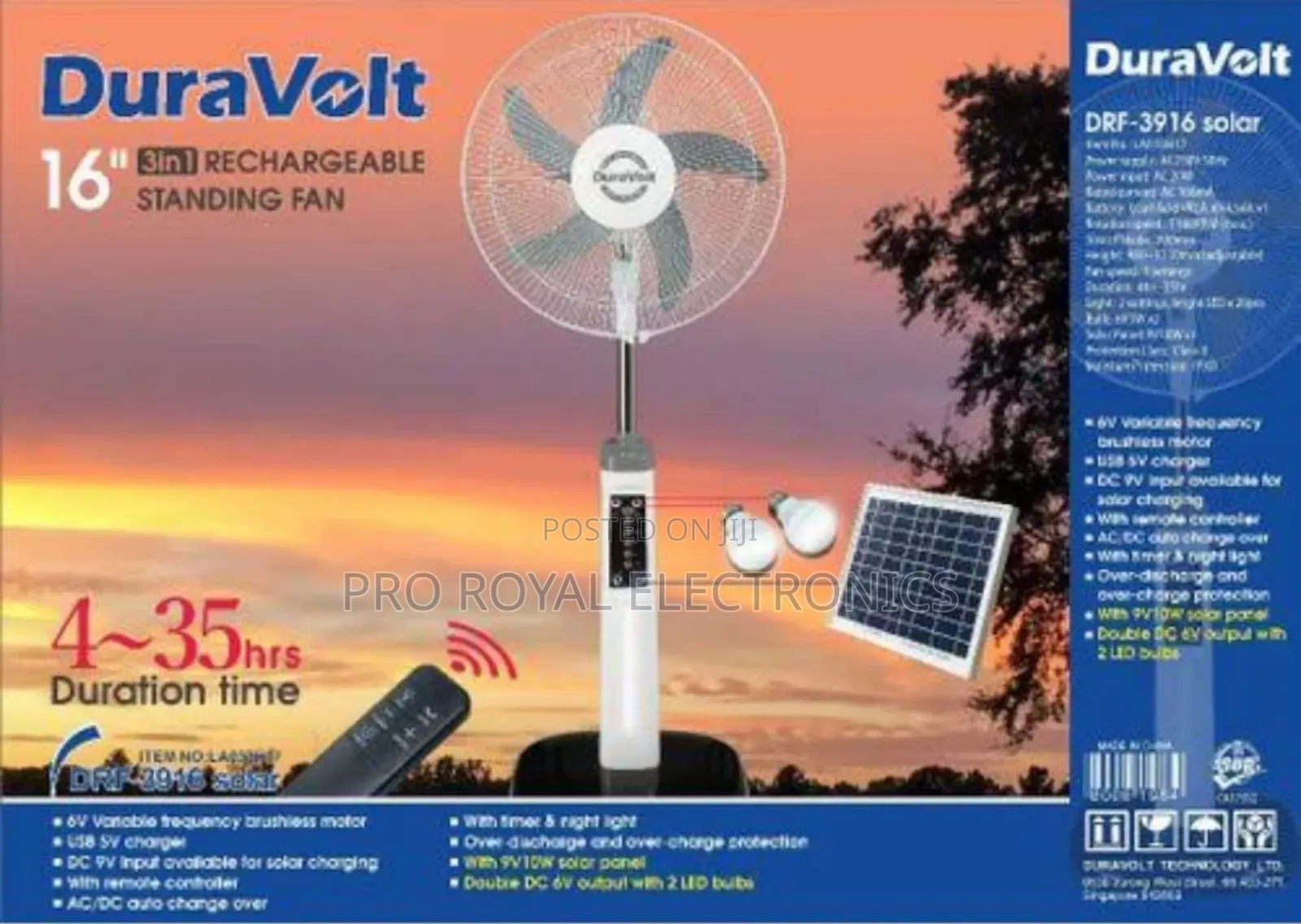 Duravolt Rechargeable Fan