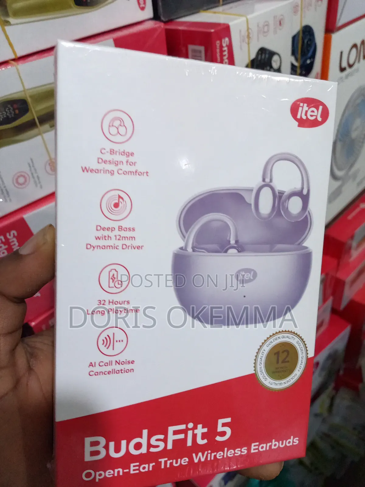 Itel Budsfit 5 Open-Ear True Wireless Earbuds – C-Bridge Design, 32h