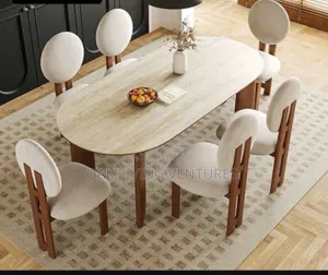 6 Seater Dinner Set With Mable Top