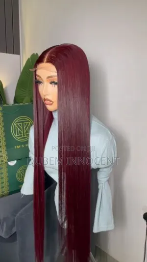 Human Hair Blend Silky Straight Frig 32” Black