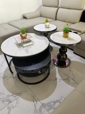 Black Center Table Plus 2 Side Stool