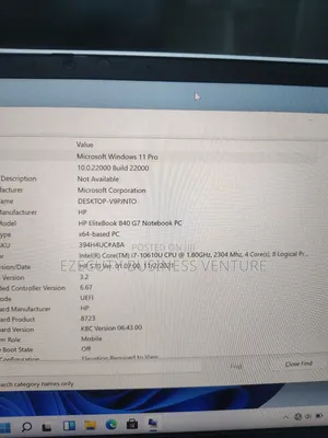 Laptop HP EliteBook 840 G7 16GB Intel Core i7 SSD 256GB
