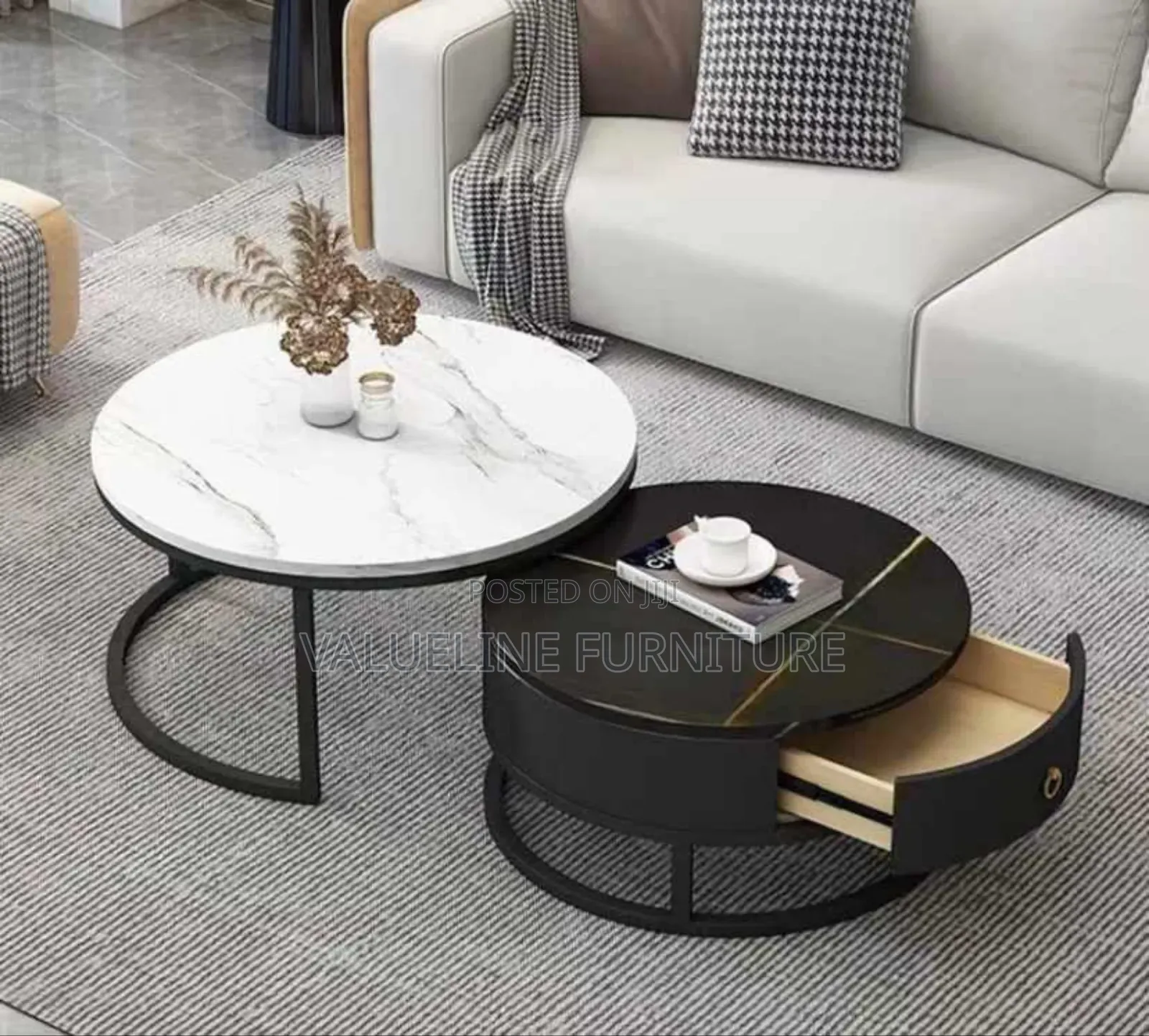 Black Center Table Plus 2 Side Stool