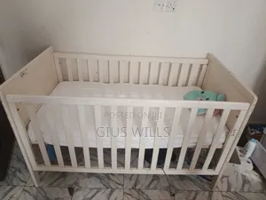 Neatly Used Twin Baby Cot With Mattress