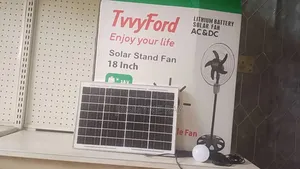 Tvvyford Standing Fan With Solar Panel and Bulb
