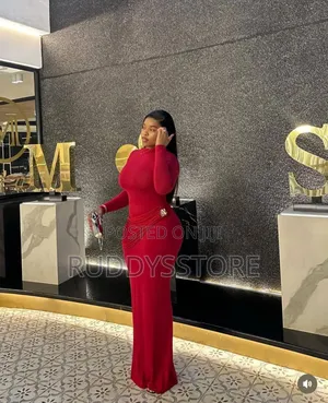 Elegant Red Draped Maxi Dress