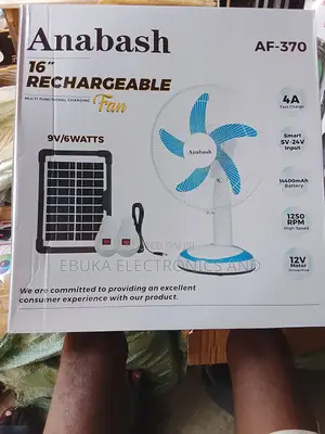 16 Inches Rechargeable Table Fan With Solar Panels and 2 Bulbs