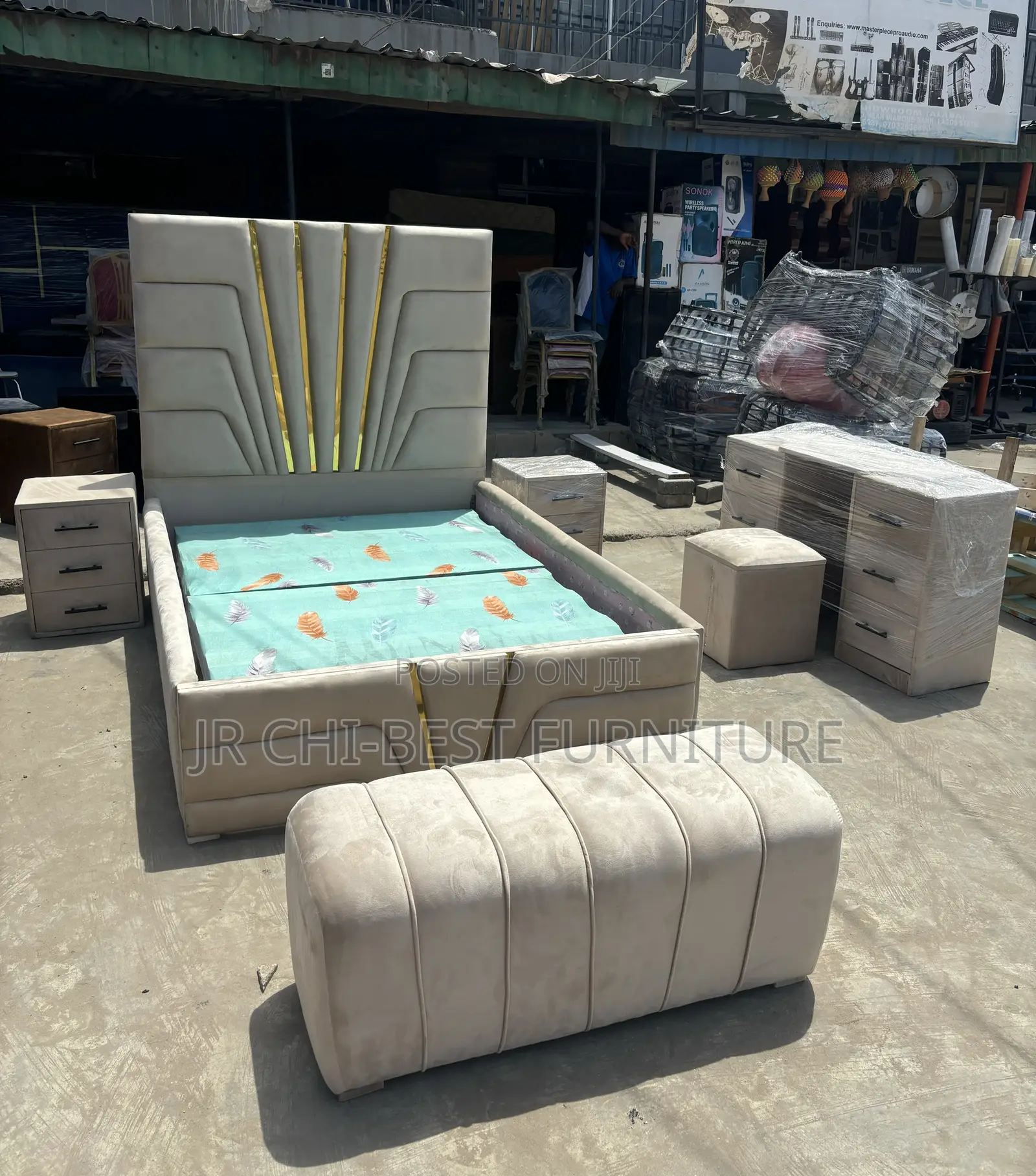 Robust Quality Padded 6 by 6 Wooden HDF Bedframe Set