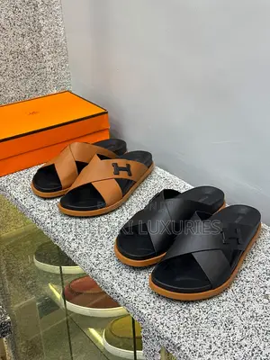 Original Hermes Matured Leather for Slippers Men