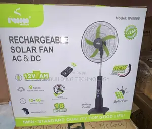 Iwin 18" Rechargeable Fan With Solar Panel