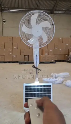 Multi-Functional Solar Standing Fan16” Led Bulbs + Remote Control