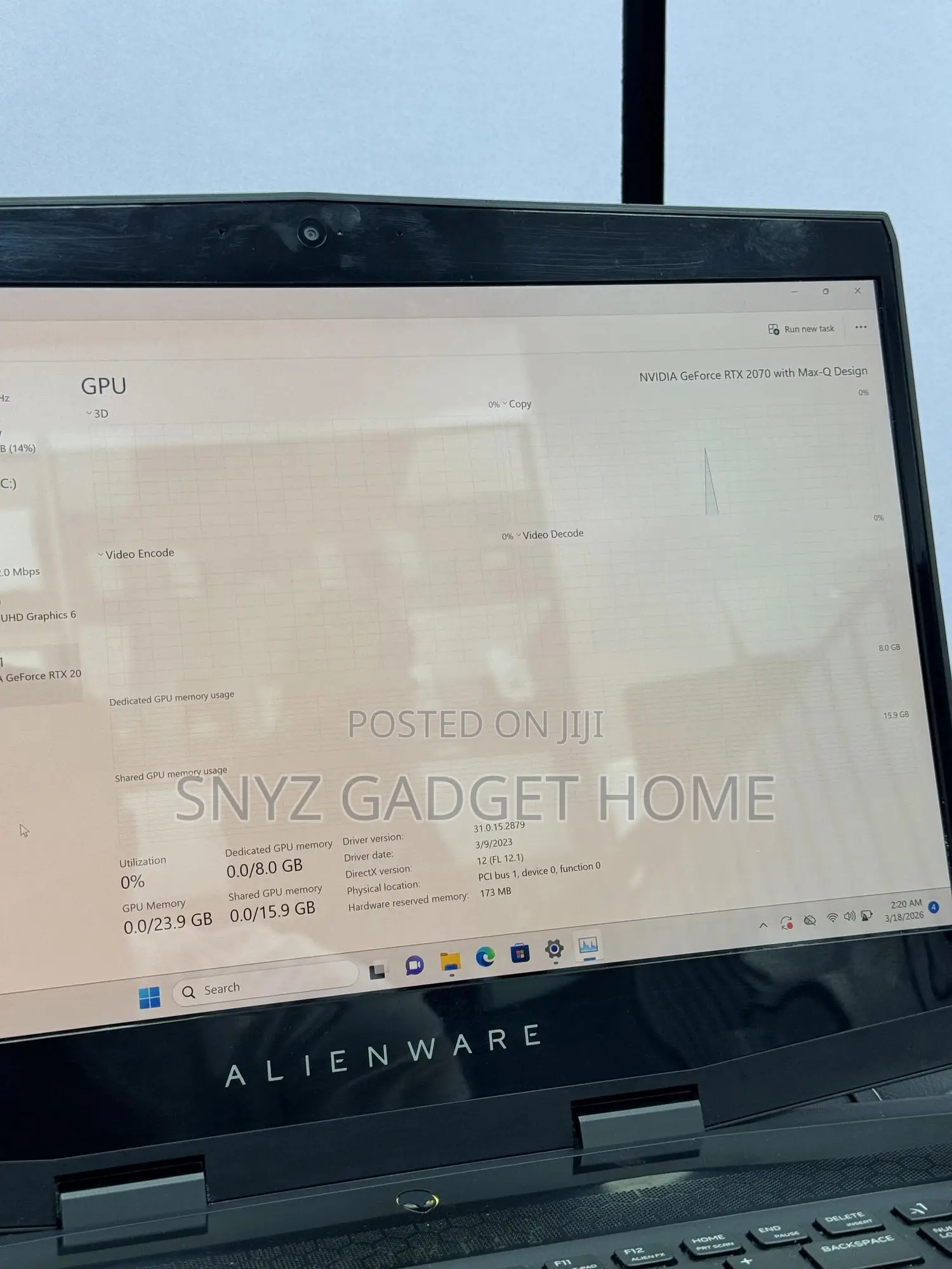 Laptop Alienware M15 r3 32GB Intel Core i9 SSD 1T