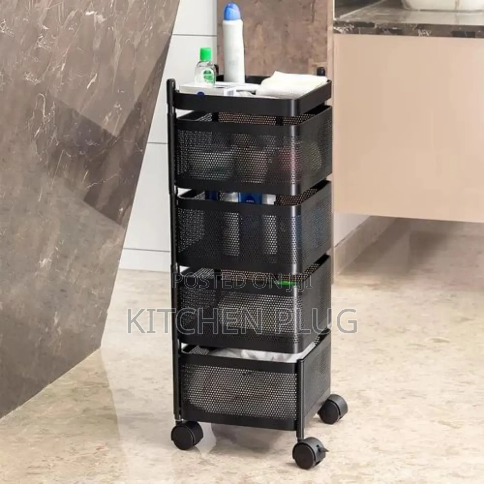 This Item Is A 4-layer Revolving Vegetable Kitchen Rack,