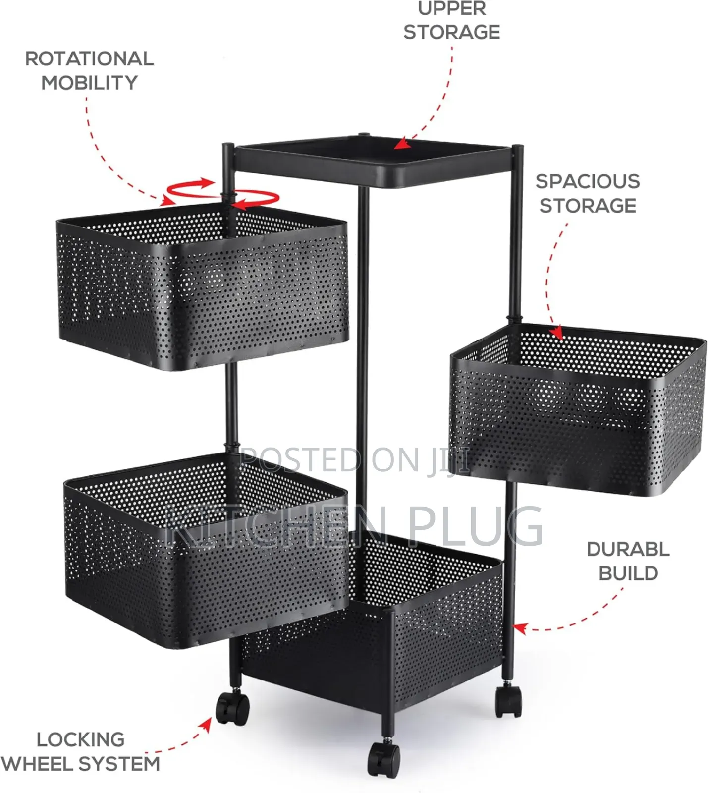 This Item Is A 4-layer Revolving Vegetable Kitchen Rack,