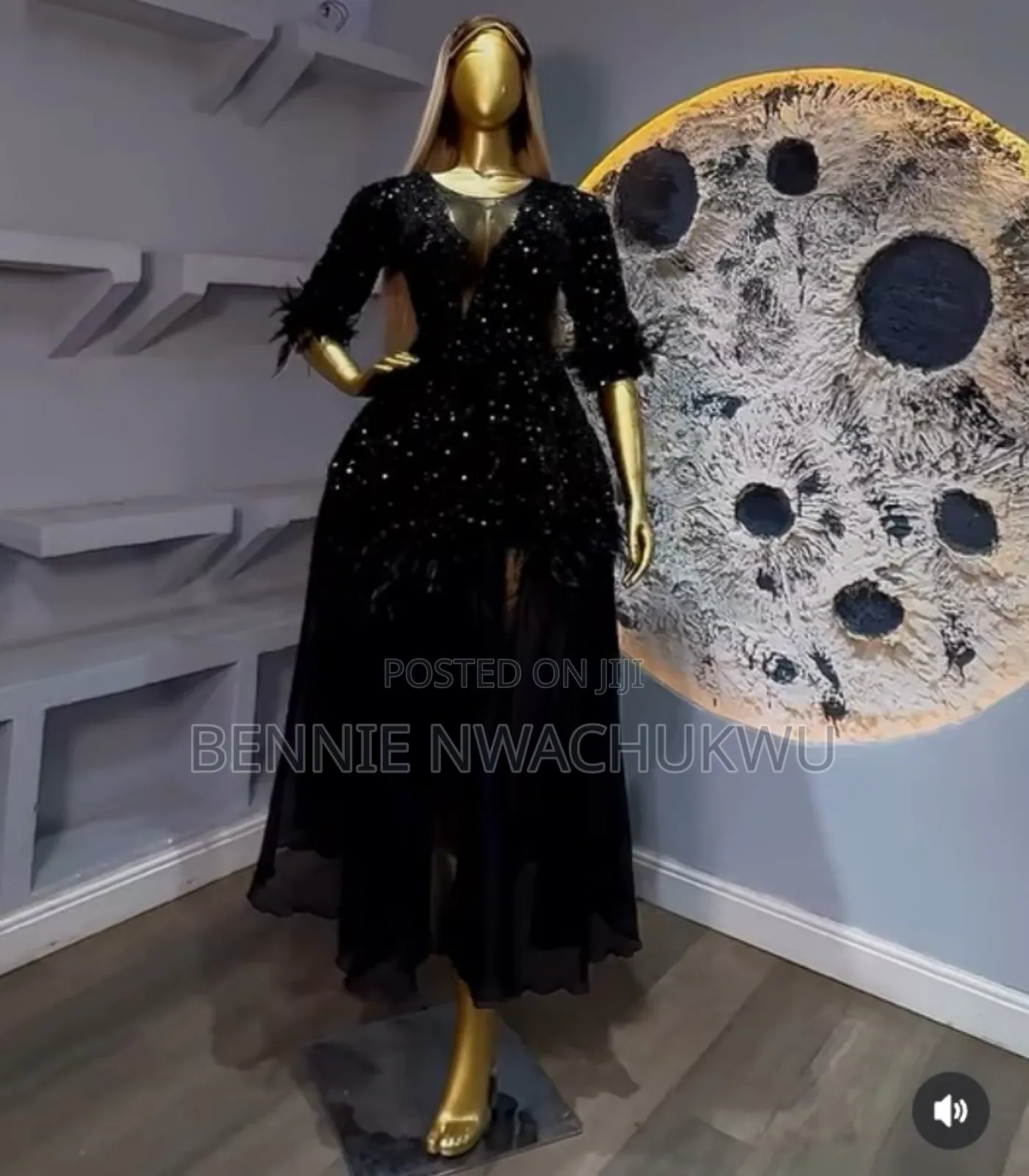 Luxury Black Sequin Dress