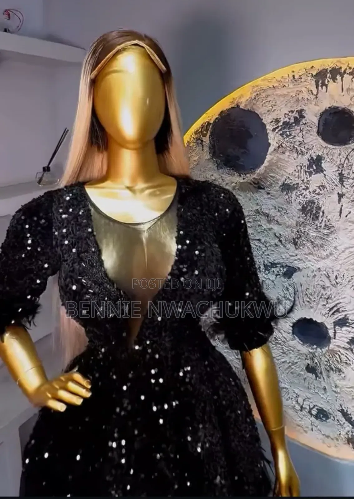 Luxury Black Sequin Dress