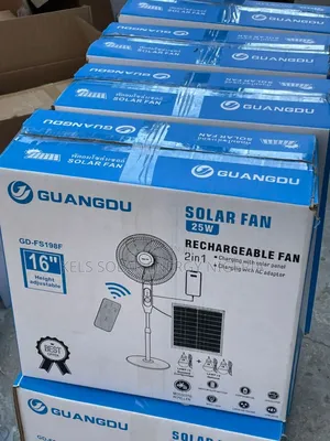 Original Guangdu 16" Solar Rechargeable Standing Fan + Solar Panel