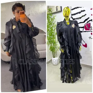 Stylish Frill Maxi Dress Detachable Brooch