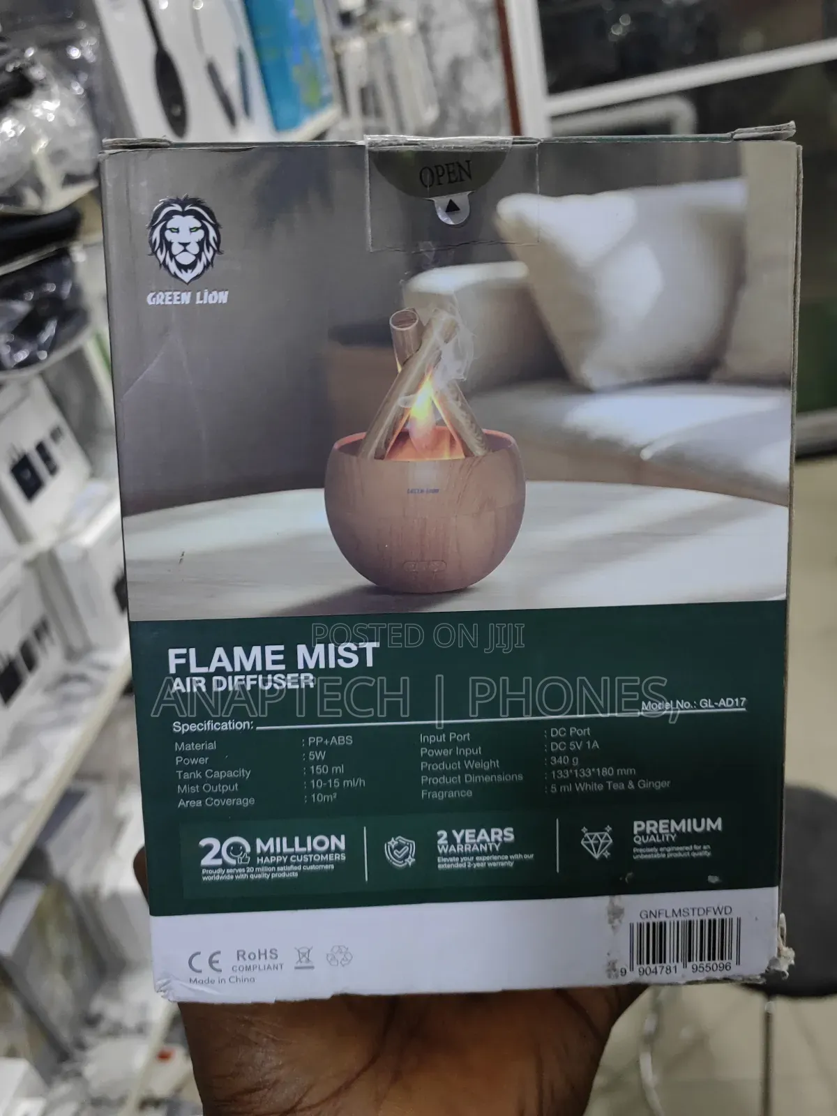 Green Lion Flame Ambient Led Flame Mist Air Diffuser 150ml