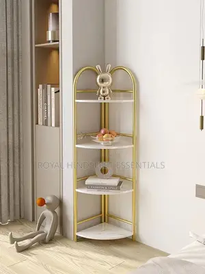 4 Layer Open Conner Shelf With Gold Iron Frame
