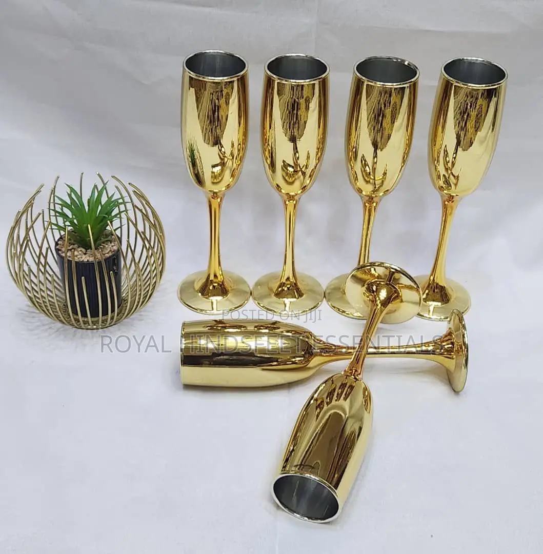 Electroplated Gold Champagne Glass 6pcs Pack 