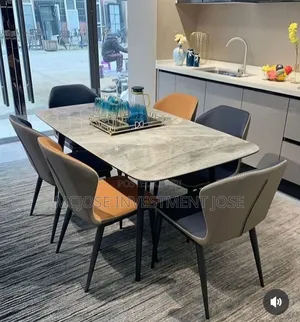 Unique Contemporary Dining Table Set by 6 Chairs.